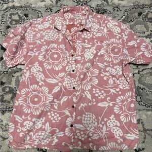 Men's Short-Sleeve Button-Down Shirt in Rose Pink Floral